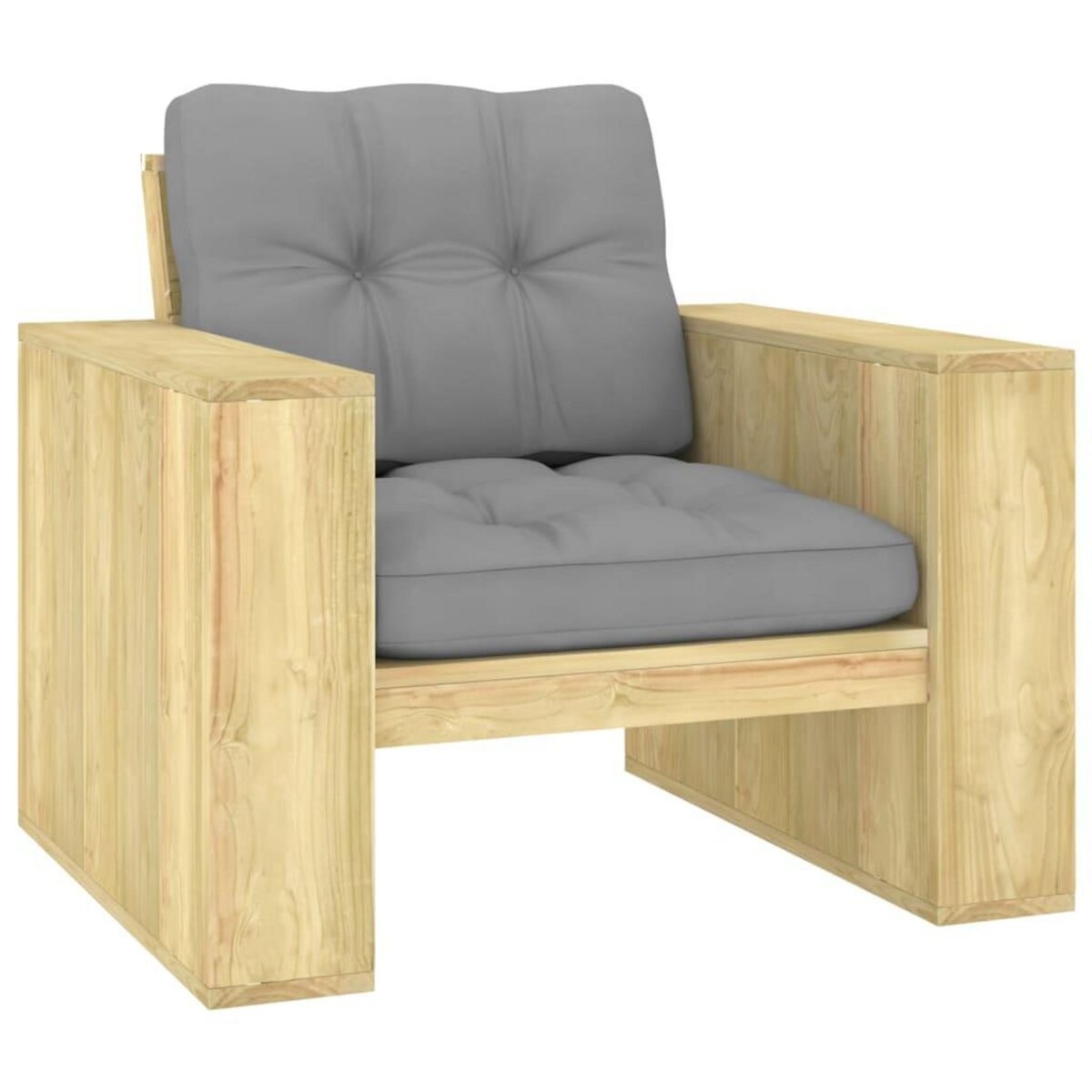 VIDAXL Chaise de jardin avec coussins gris Bois de pin impregne