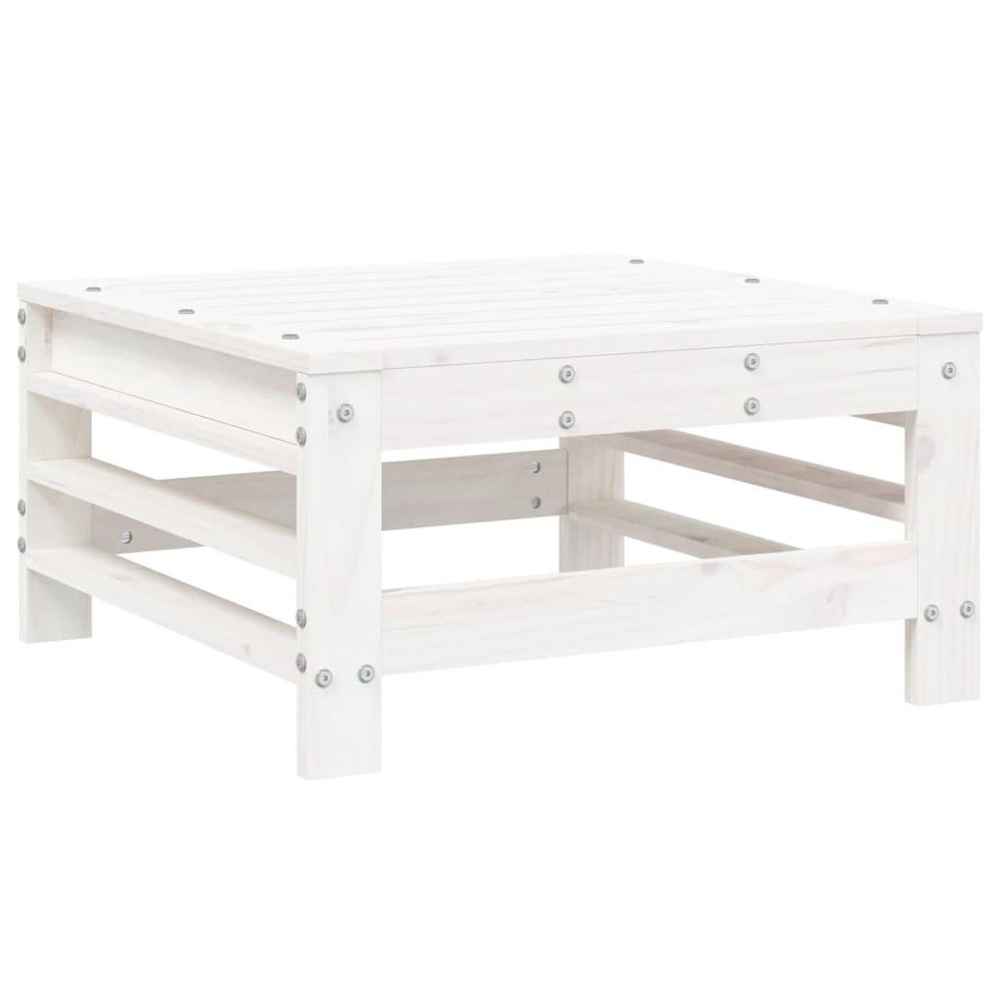 Voir la diapositive 2 : VIDAXL Repose-pied de jardin blanc bois de pin massif