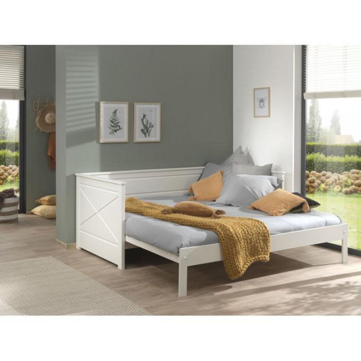 Paris Prix Lit Capitaine Amovible Enfant  Pino  90x200cm Blanc