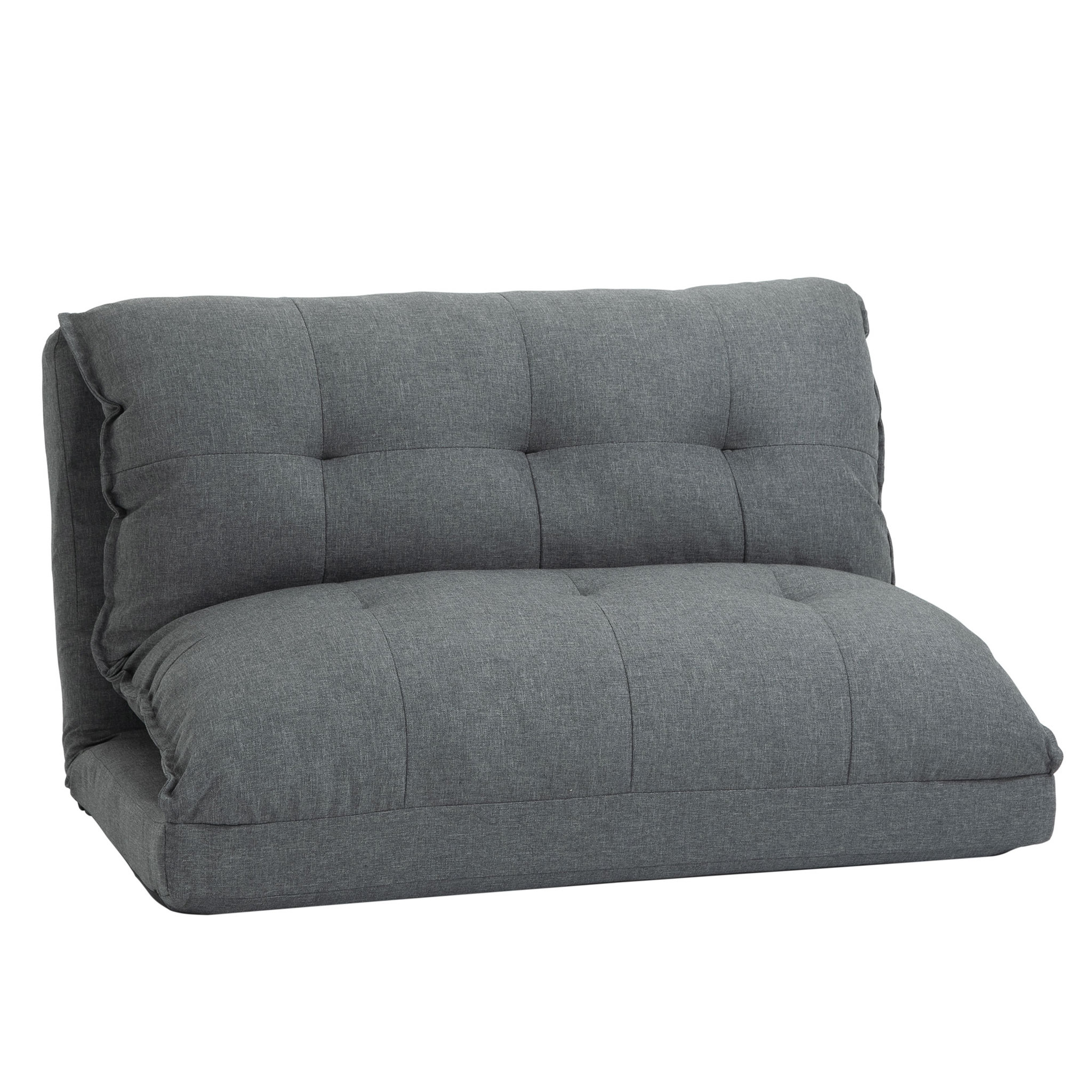 Voir la diapositive 1 : HOMCOM Chauffeuse - matelas d'appoint pliant - fauteuil convertible - inclinaison dossier réglable 13 positions - tissu lin