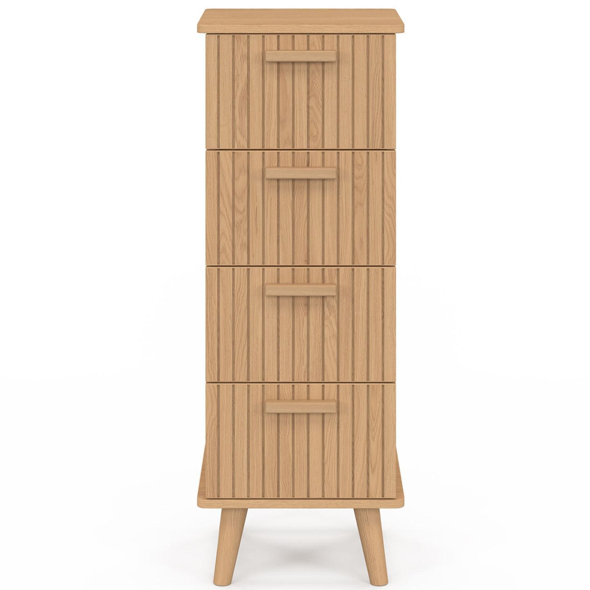 Voir la diapositive 3 : ID MARKET Meuble d'appoint 4 tiroirs juliette 30x30x80 cm chiffonnier pour entrée salle de bain effet lattes tasseau bois