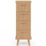 Voir la diapositive 3 : ID MARKET Meuble d'appoint 4 tiroirs JULIETTE 30 cm chiffonnier effet lattes tasseau bois coloris chêne