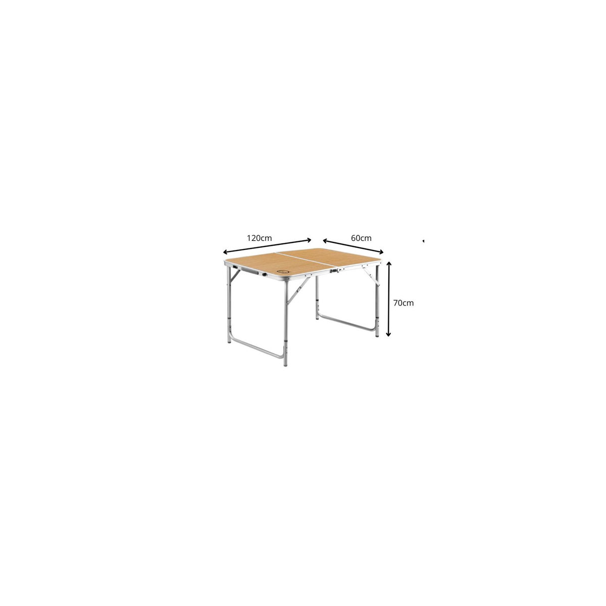 O'Camp Table de camping pliable 6 places - O'Camp - Forme valise - Dimensions : 120 x 60 x 70 cm