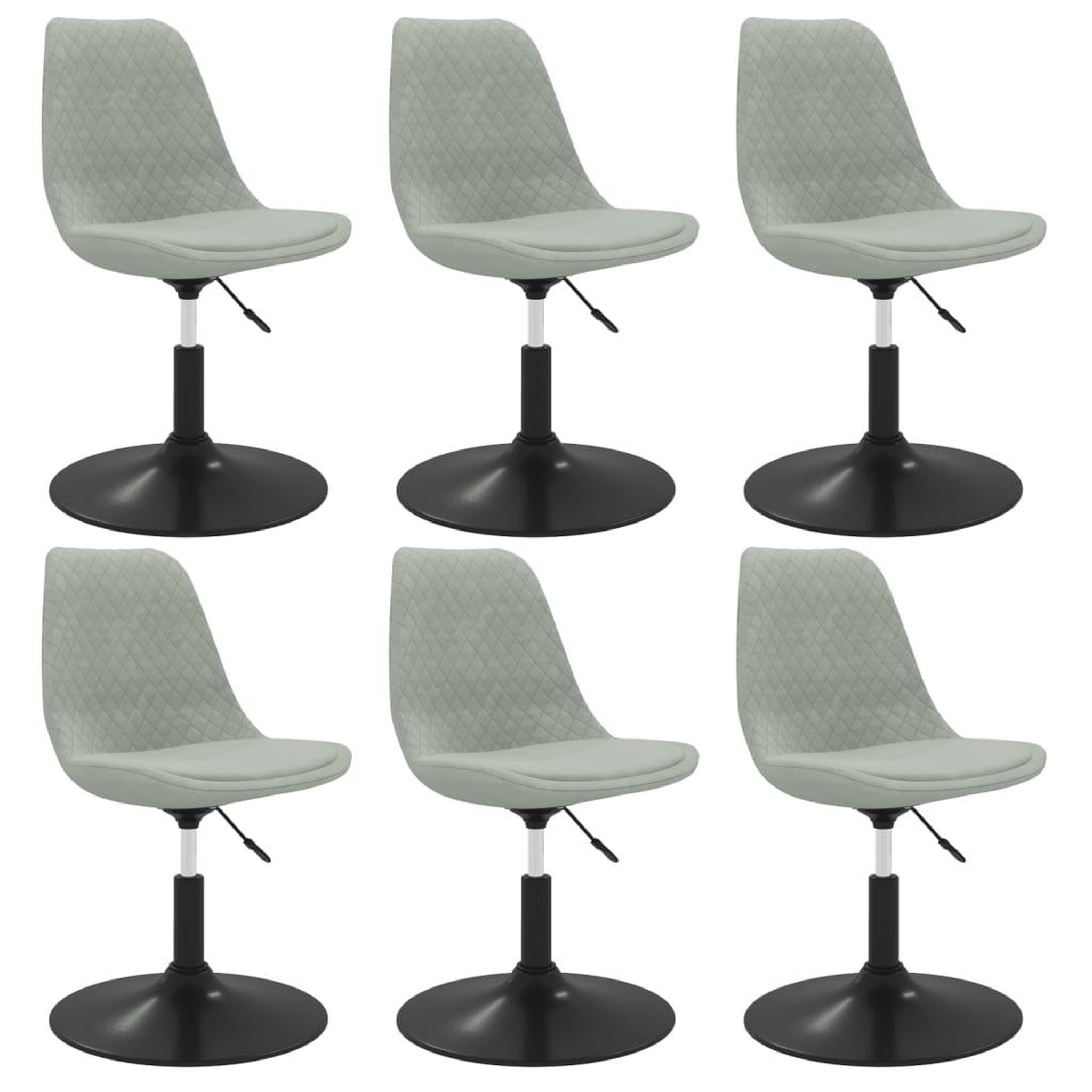 Voir la diapositive 2 : VIDAXL Chaises pivotantes a manger lot de 6 Gris clair Velours
