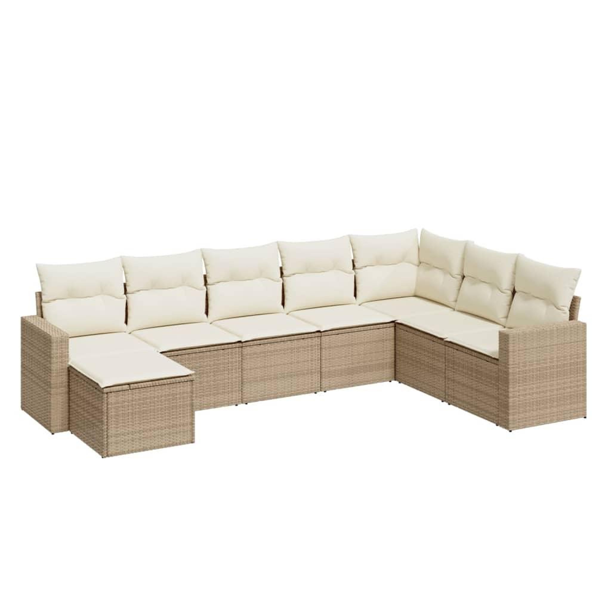 Voir la diapositive 2 : VIDAXL Salon de jardin avec coussins 8 pcs beige resine tressee