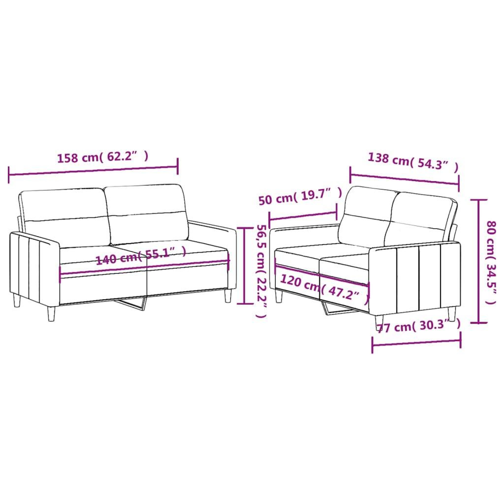 Voir la diapositive 6 : VIDAXL Ensemble de canapes 2 pcs avec coussins Gris fonce Tissu