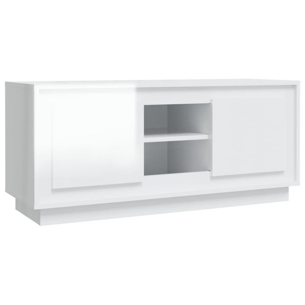 VIDAXL Meuble TV blanc brillant 102x35x45 cm bois d'ingenierie