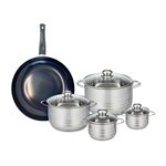 ELO Ensemble de 1 Poêle de cuisson 32 cm et 4 faitouts 12, 14, 20 et 24 cm Elo Prima Brillant