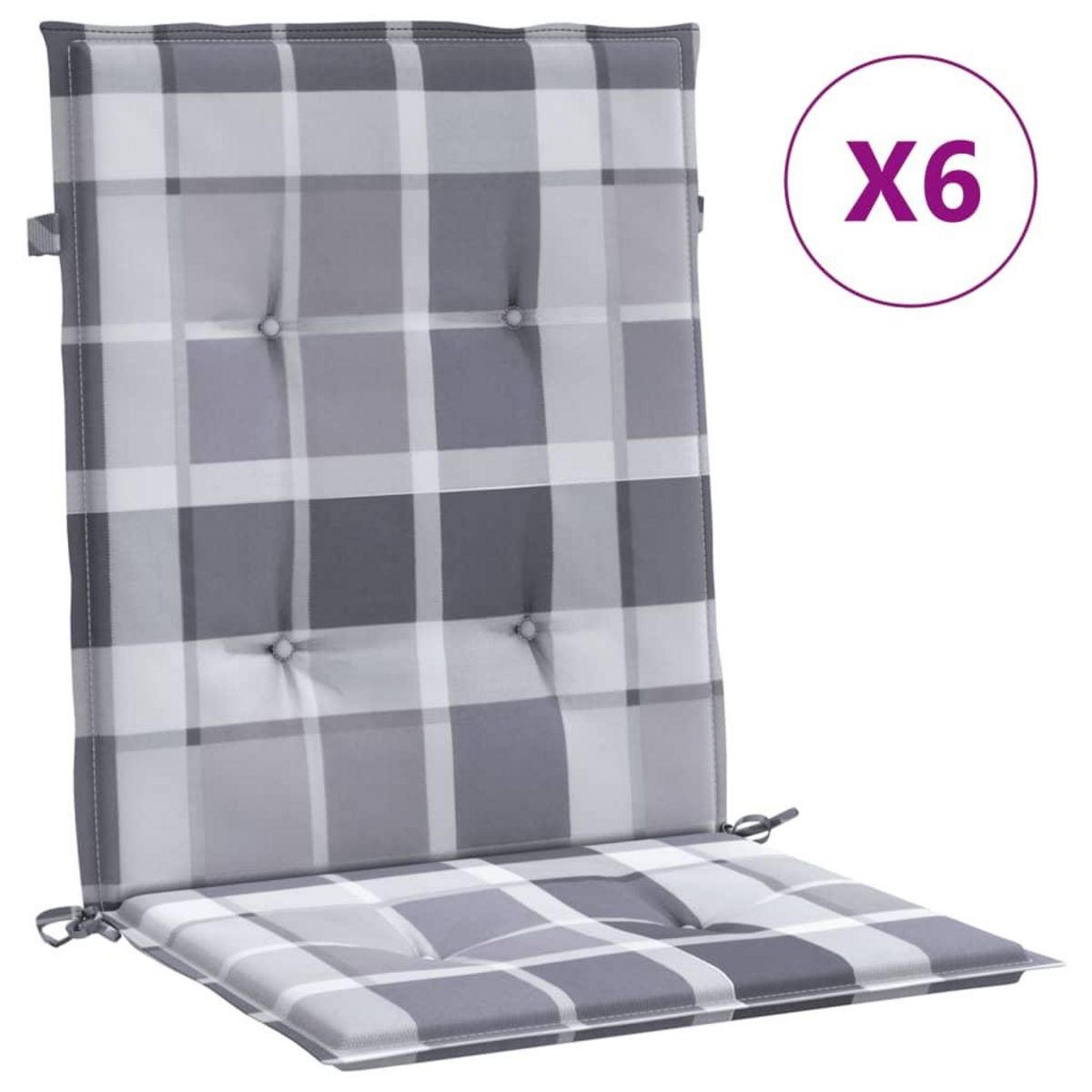 VIDAXL Coussins de chaise de jardin a dossier bas lot de 6