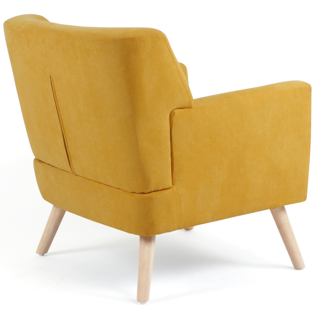 ID MARKET Fauteuil scandinave LIV en tissu jaune moutarde