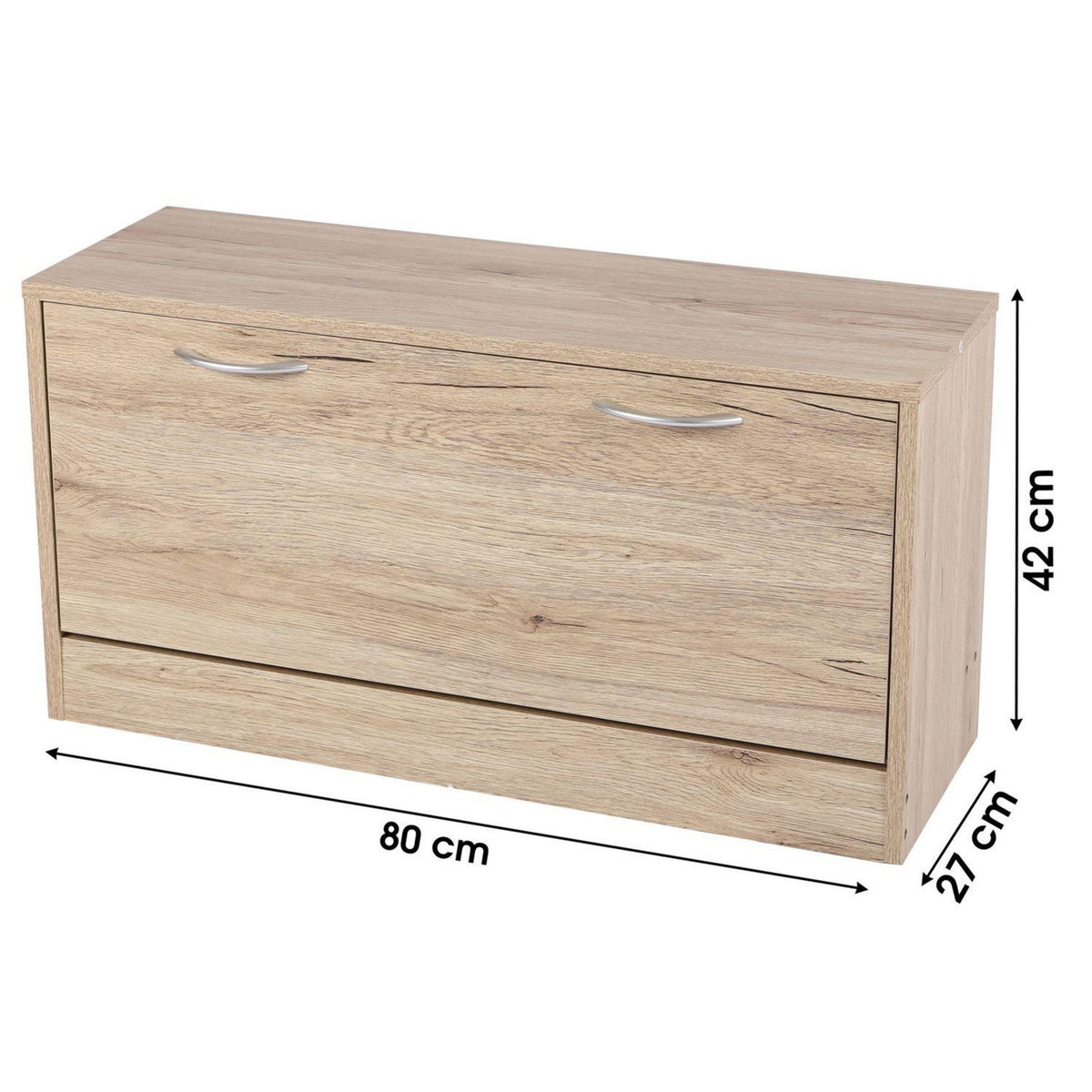 TOILINUX Meuble à chaussures - 1 Porte Pratik - Hauteur 42 cm - Bois clair