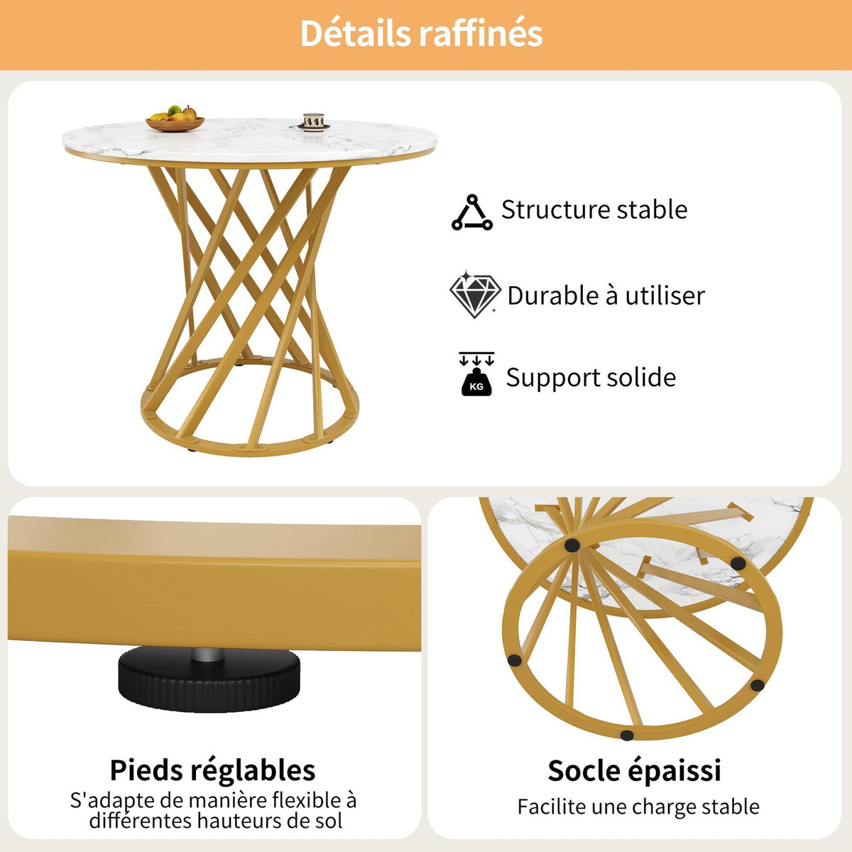 MERAX Table à manger ronde