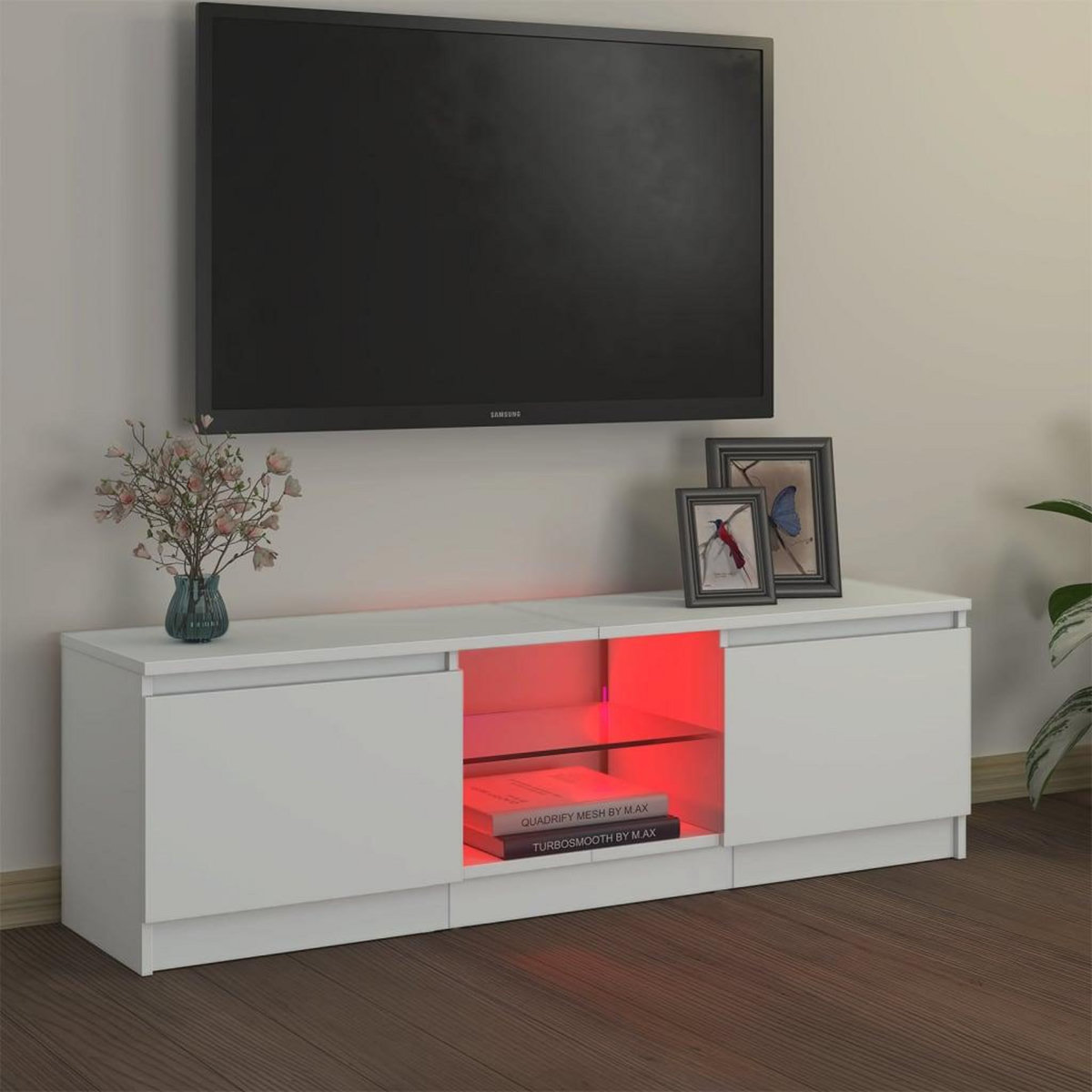 VIDAXL Meuble TV avec lumieres LED Blanc 120x30x35,5 cm