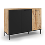 Voir la diapositive 1 : ID MARKET Buffet 110 cm OAKLAND 3 portes bois et noir design industriel