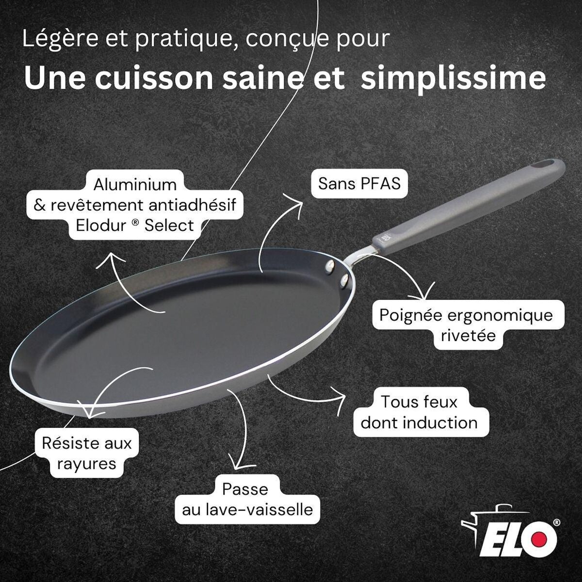 ELO Set chandeleur avec crêpière 26 cm et 3 ustensiles Elo Ducato