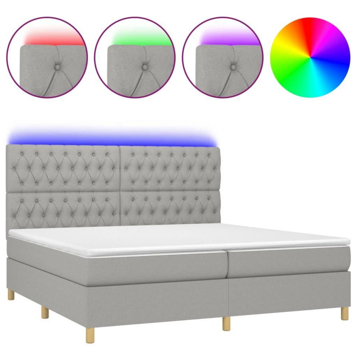 VIDAXL Sommier a lattes de lit matelas et LED Gris clair 200x200 cm