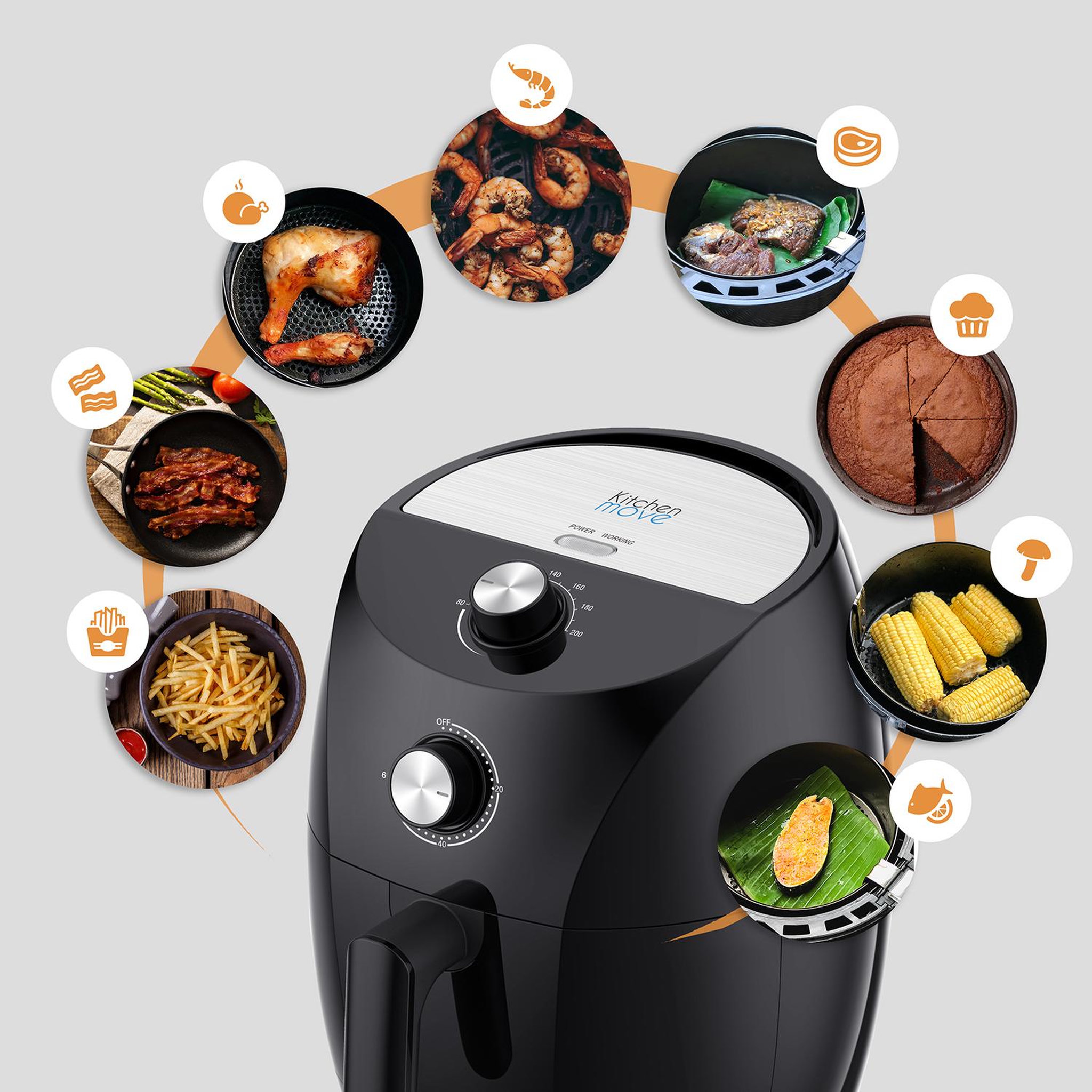 Voir la diapositive 4 : Kitchen move Friteuse sans huile 3.5l 1400w - bat-611
