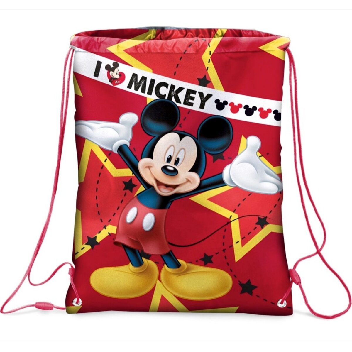 Sac souple Mickey Disney Gym piscine tissu etoile jaune pas cher 