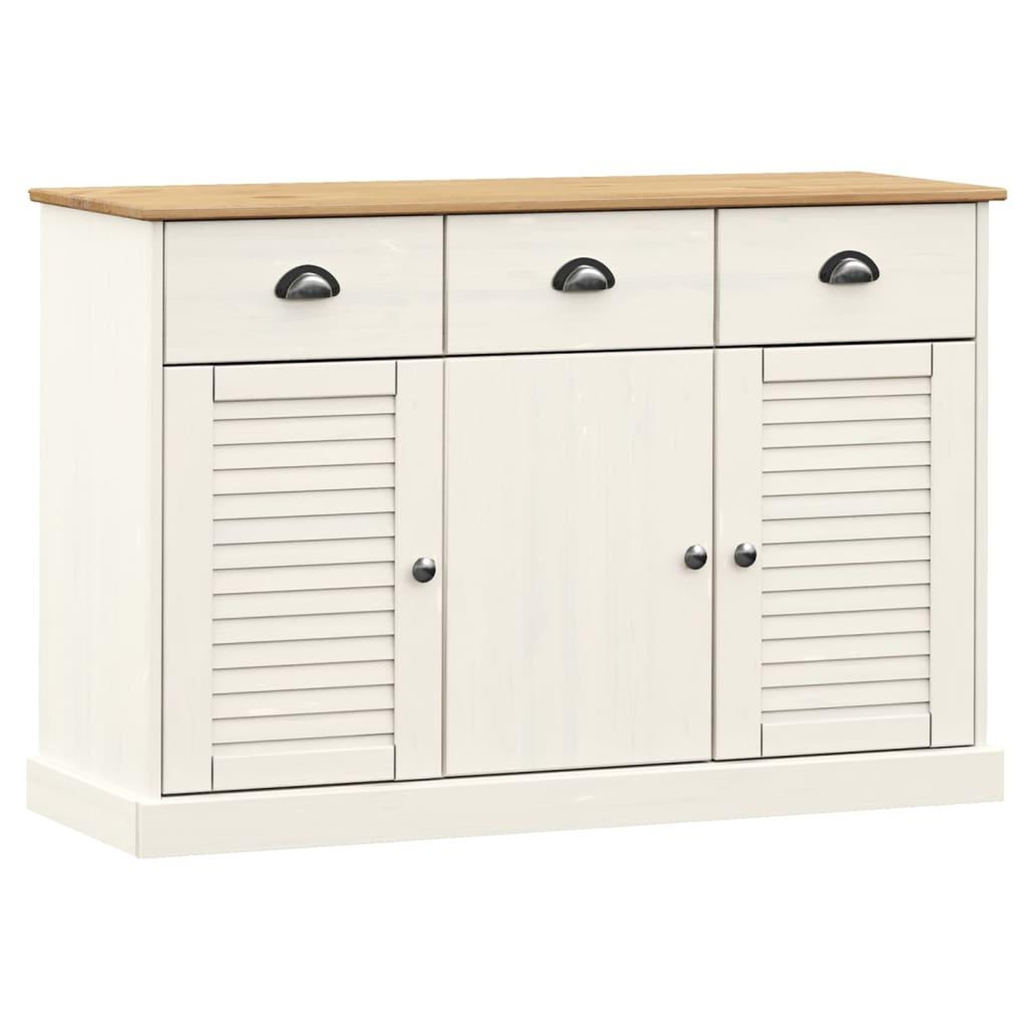 Voir la diapositive 2 : VIDAXL Buffet avec tiroirs VIGO 113x40x75 cm blanc bois massif de pin