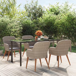 VIDAXL Ensemble a manger de jardin et coussins 5 pcs Marron