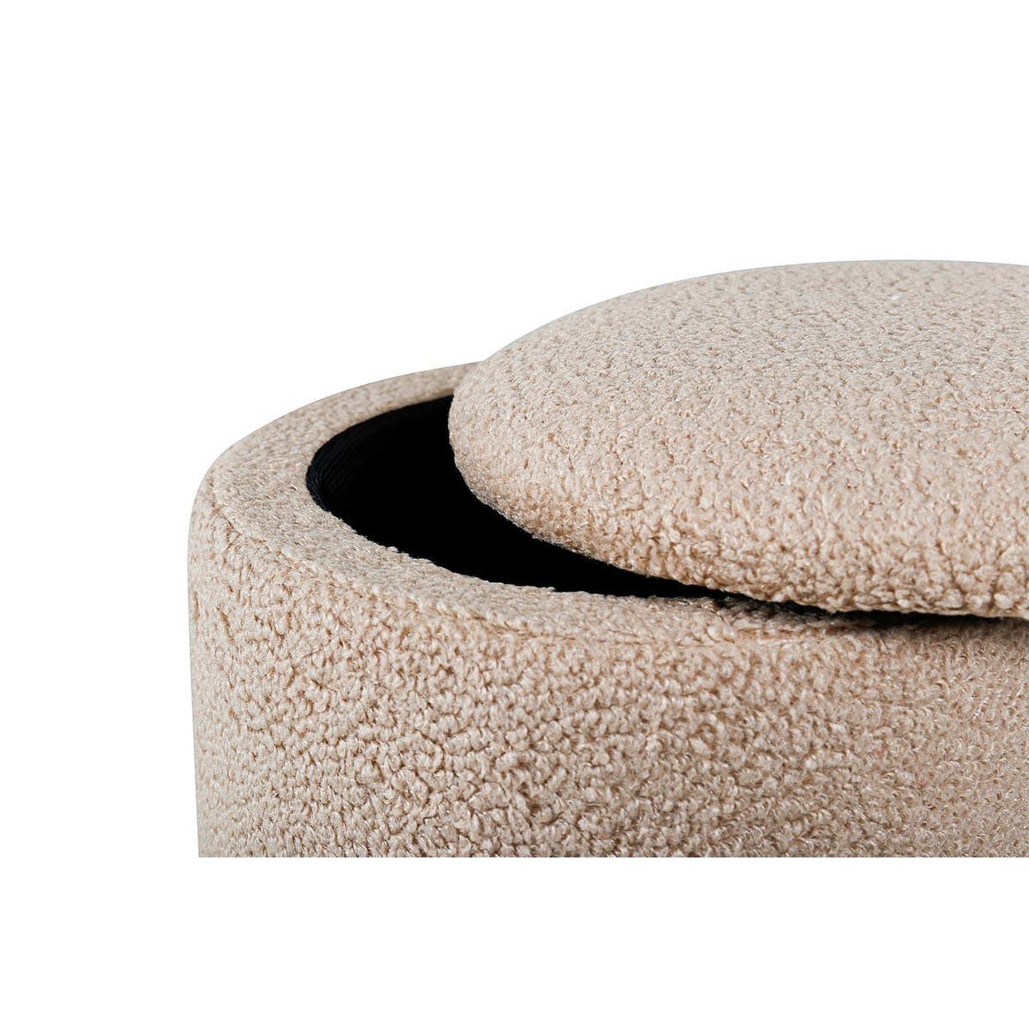 Voir la diapositive 3 : Paris Prix Pouf coffre tissu bouclette  limpen  40cm beige