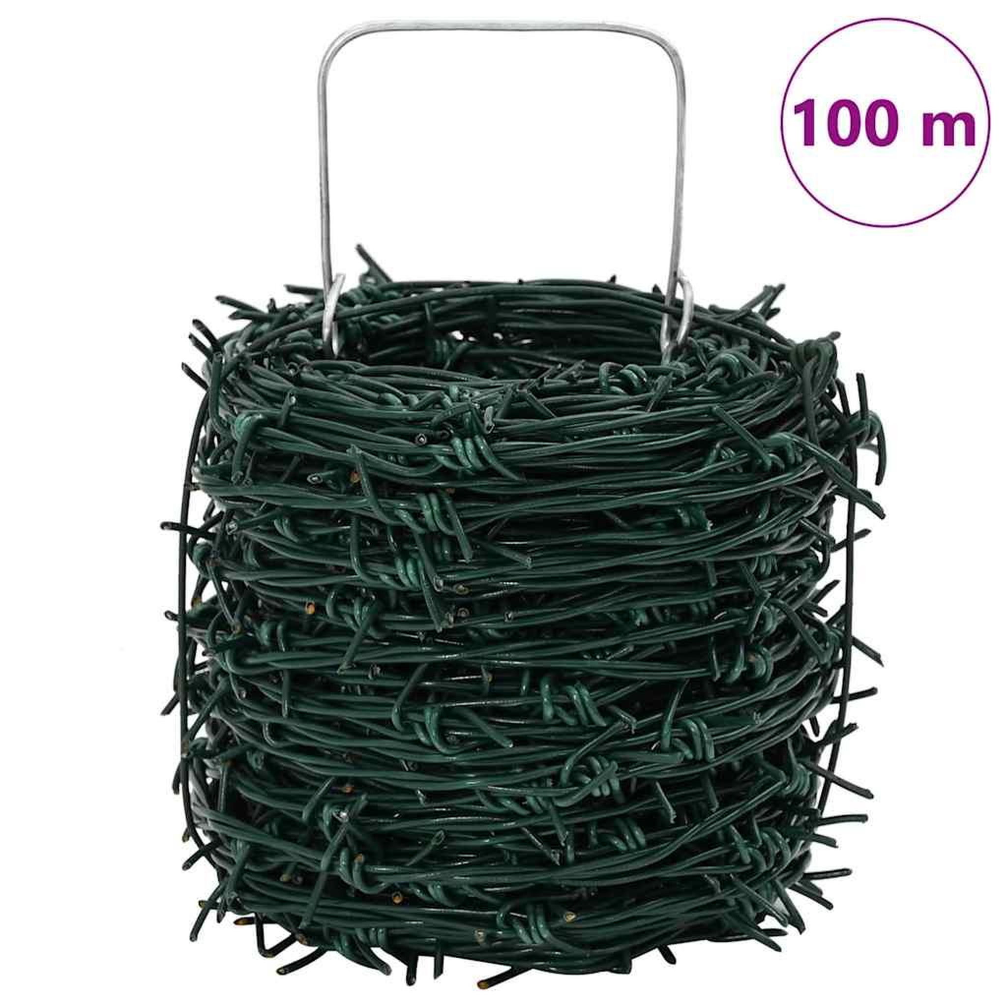 Voir la diapositive 6 : VIDAXL Fil de fer barbele d'enchevetrement rouleau vert 100 m