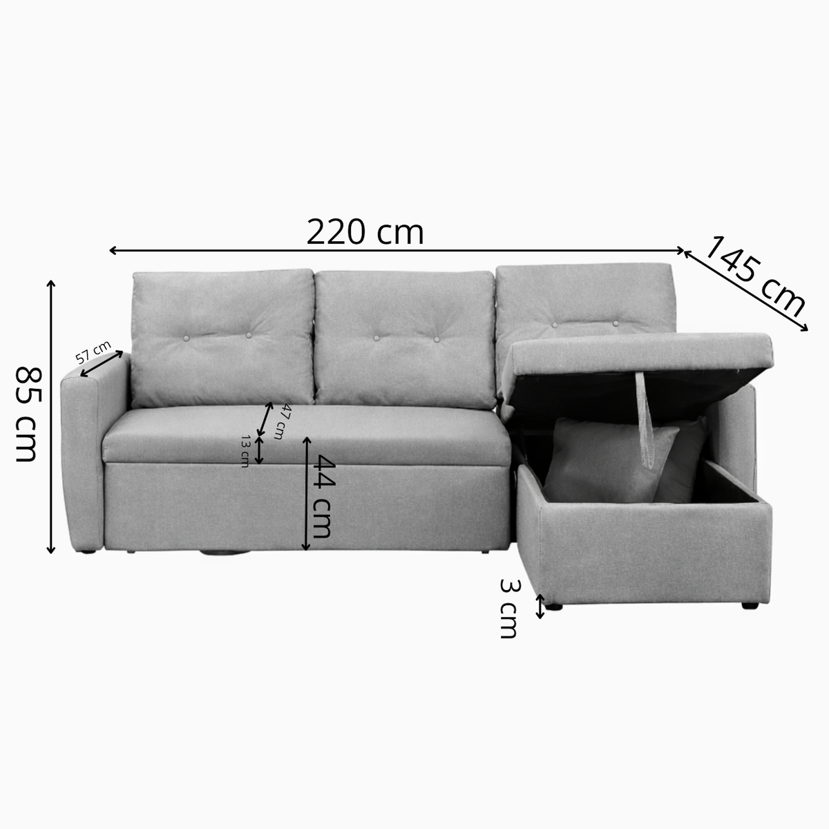 CONCEPT USINE Canapé d'angle 4 places convertible beige MALMO