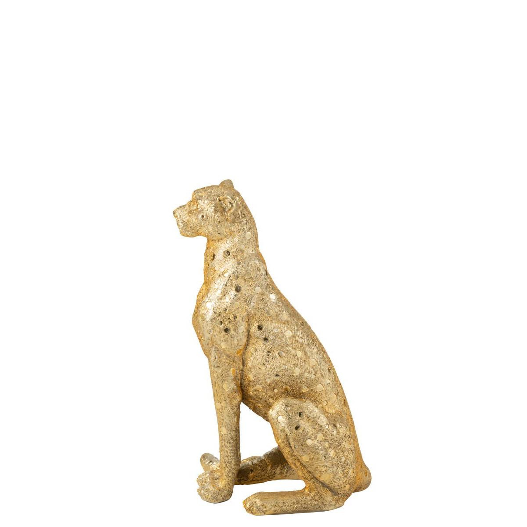 Voir la diapositive 4 : J-LINE Statue léopard assis  odis  60cm doré