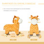 Voir la diapositive 5 : HOMCOM Jouet à bascule girafe et porteur sur roulettes 2 en 1 fonction sonore mugissement  bois peuplier peluche courte polyester tacheté