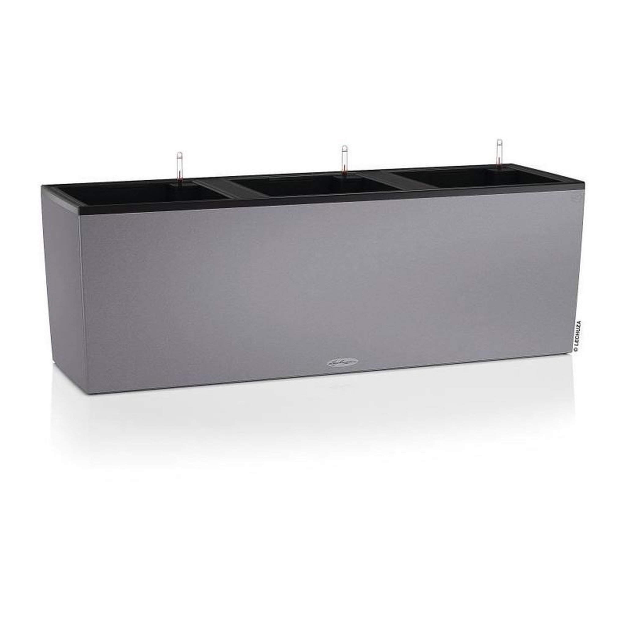 LECHUZA Jardiniere LECHUZA Trio Stone 30 - kit complet, gris pierre - Avec réserve d'eau - Plastique - Rectangulaire