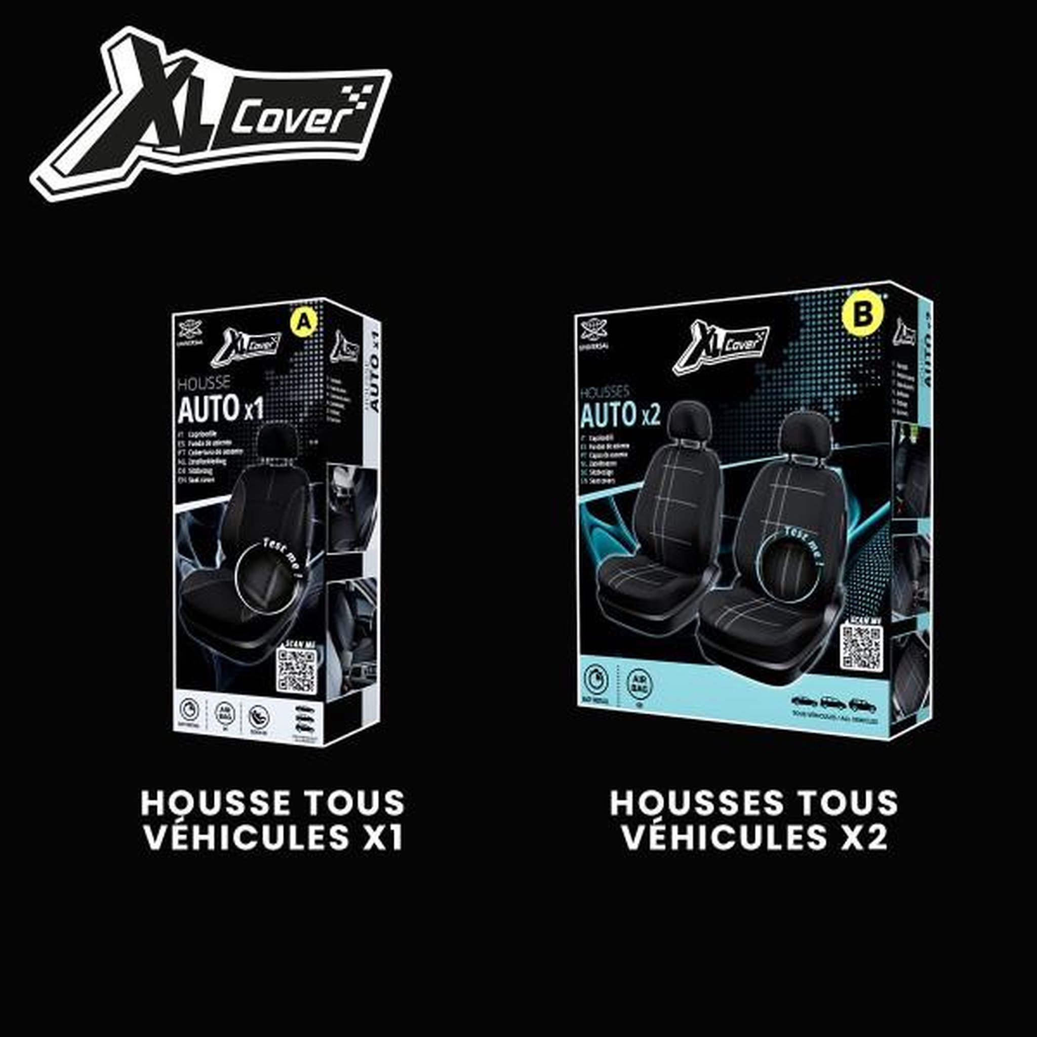 Voir la diapositive 3 : N/A Housse de siege auto - XLCOVER - Compatible Airbags - Noir - Universelle - 3 pieces