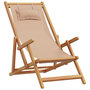 Voir la diapositive 3 : VIDAXL Chaises de plage pliantes lot de 2 taupe tissu et bois massif