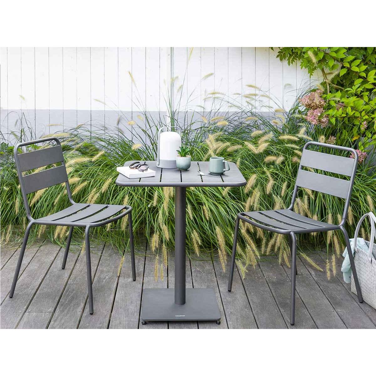 HESPERIDE Table de jardin carrée Phuket Graphite 65 x 65 cm - 2 places - Hespéride