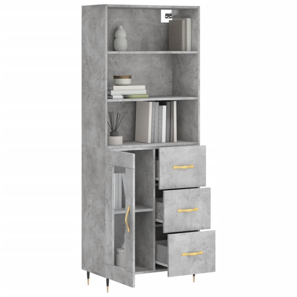 VIDAXL Buffet haut Gris beton 69,5x34x180 cm Bois d'ingenierie