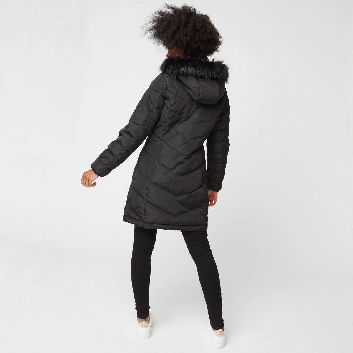 IN EXTENSO Doudoune longue à capuche noire femme