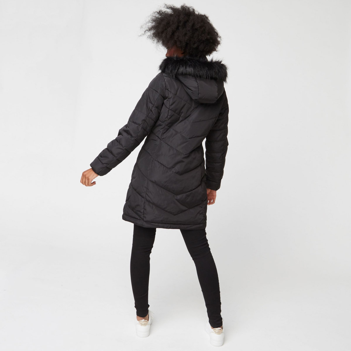 IN EXTENSO Doudoune longue à capuche noire femme