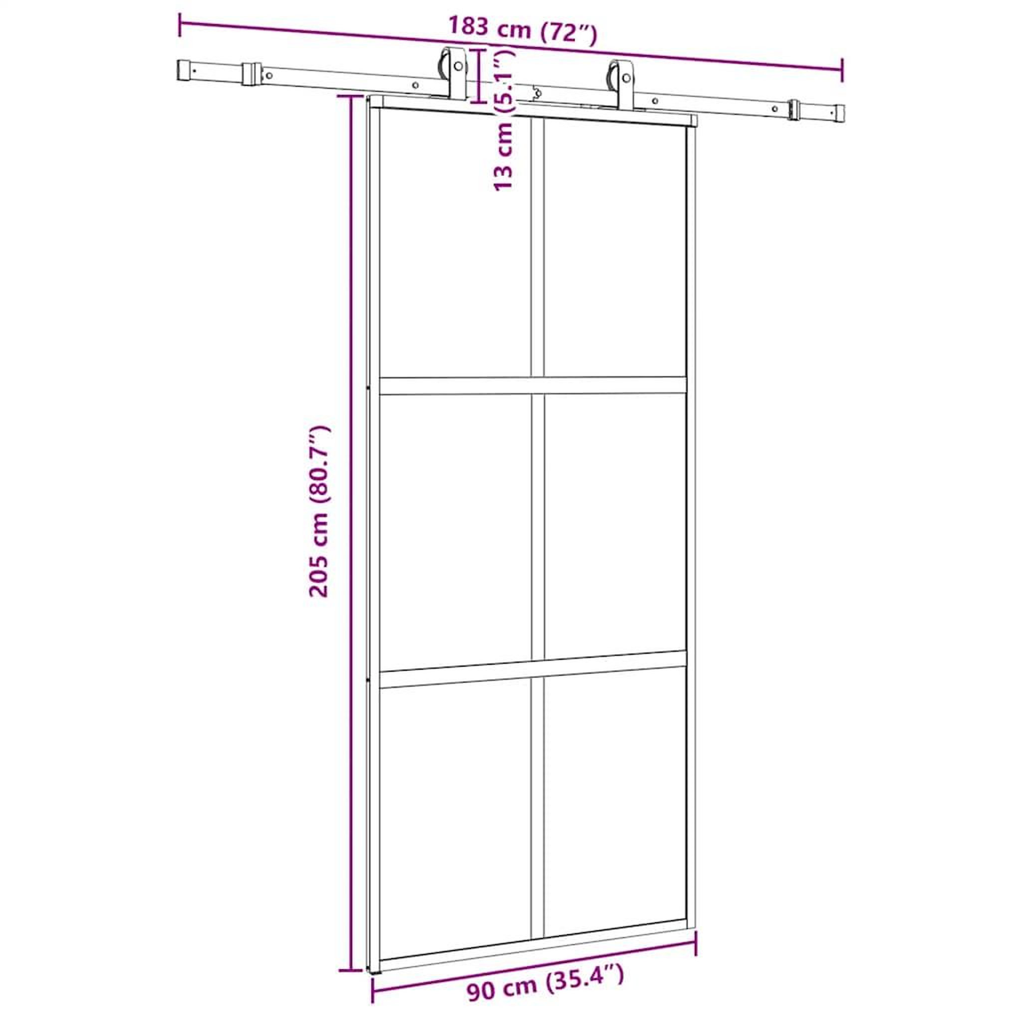Voir la diapositive 6 : VIDAXL Porte coulissante avec kit de quincaillerie noir 90x205 cm