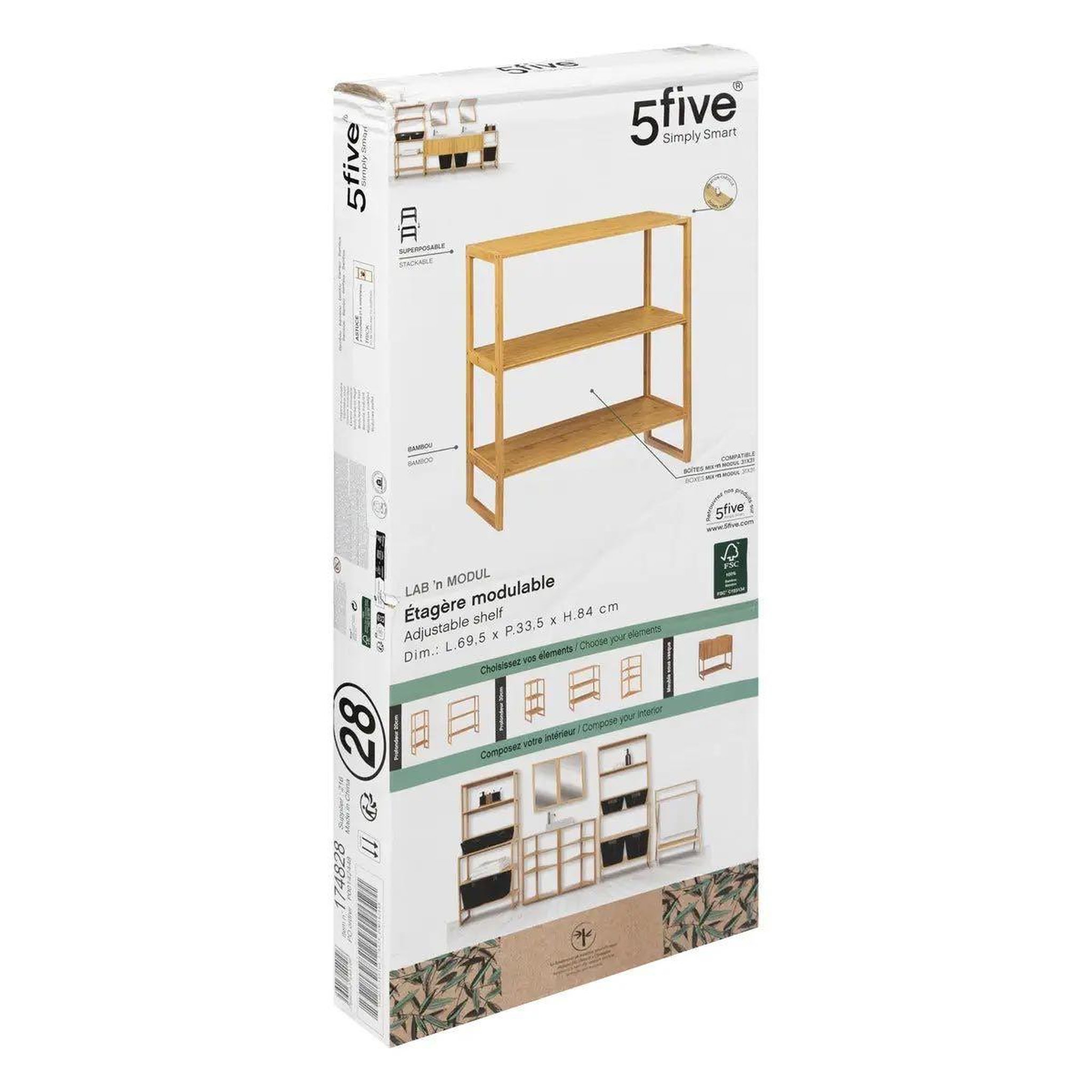 Voir la diapositive 2 : FIVE Étagère salle de bain design  modu'lab  84cm beige
