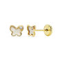 Voir la diapositive 1 : L'ATELIER D'AZUR Boucles d'Oreilles Or 18 Carats 750/000 Jaune et Nacre - Papillons