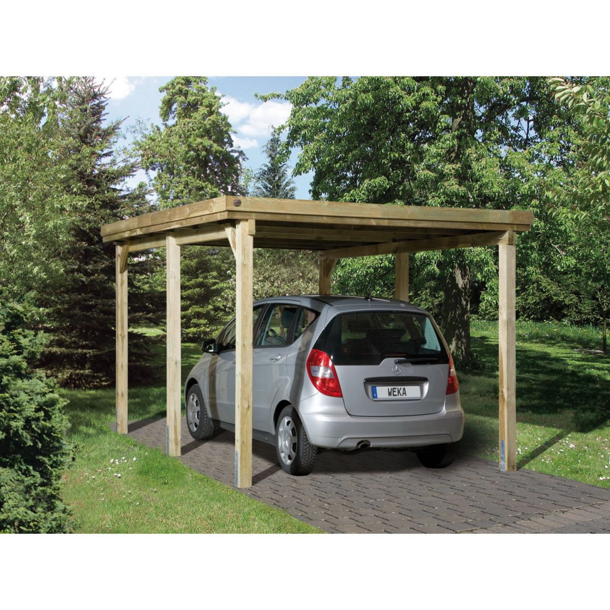 WEKA Carport toit plat - Bois traité autoclave - 16,8m² - 671 T1