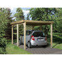 Voir la diapositive 1 : WEKA Carport toit plat - Bois traité autoclave - 16,8m² - 671 T1