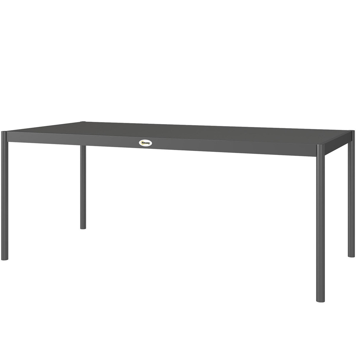 OUTSUNNY Table de jardin 8 personnes rectangulaire plateau effet lattes acier époxy anthracite