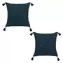ATMOSPHERA Lot de 2 coussins de chaise brodés rectangulaires Starke - 40 x 40 cm - Bleu nuit