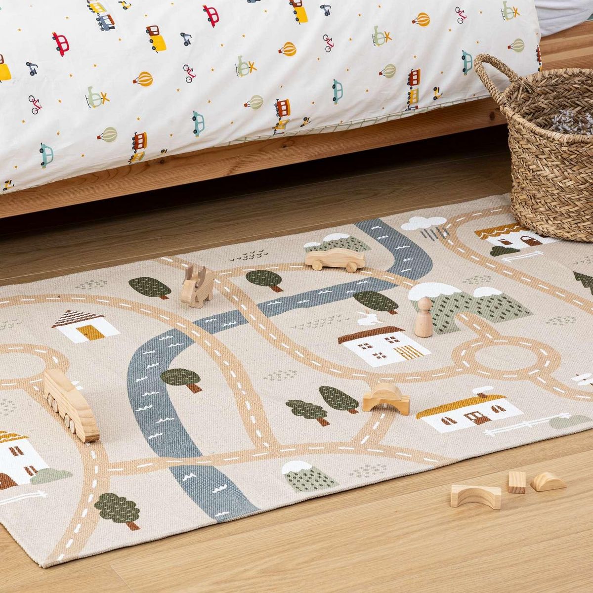 ATMOSPHERA Tapis enfant rectangle route - 100 x 150 cm - Beige