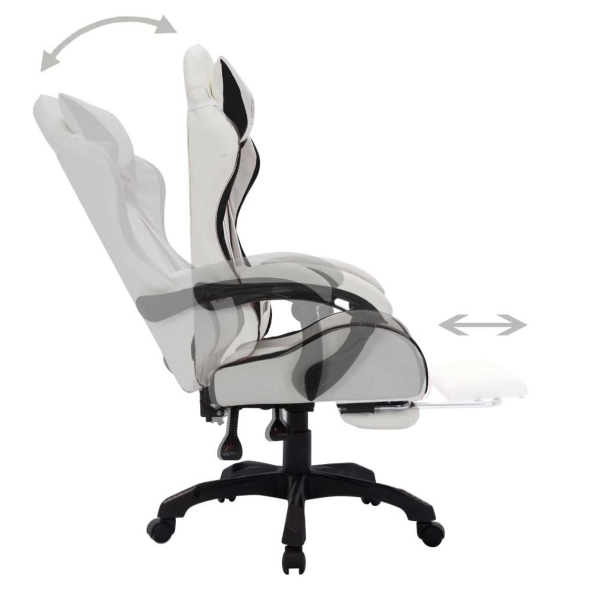 VIDAXL Fauteuil de jeux video avec LED RVB Noir et blanc Similicuir