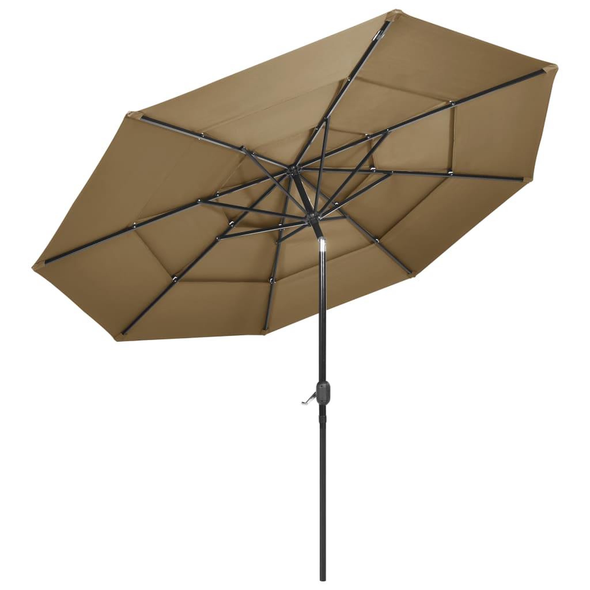 Voir la diapositive 3 : VIDAXL Parasol de jardin a 3 niveaux avec mat en aluminium taupe 3 m