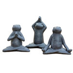 ATMOSPHERA Lot de 3 Grenouilles Déco en Ciment  Lia  18cm Gris