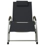 VIDAXL Chaise longue avec oreiller Textilene Noir
