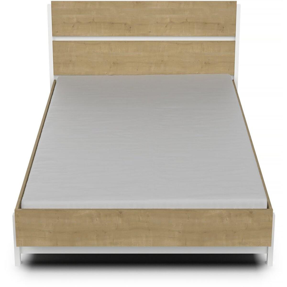 Habitat et Jardin Lit Double  Craft  - 160 x 200 cm - Marron/Blanc