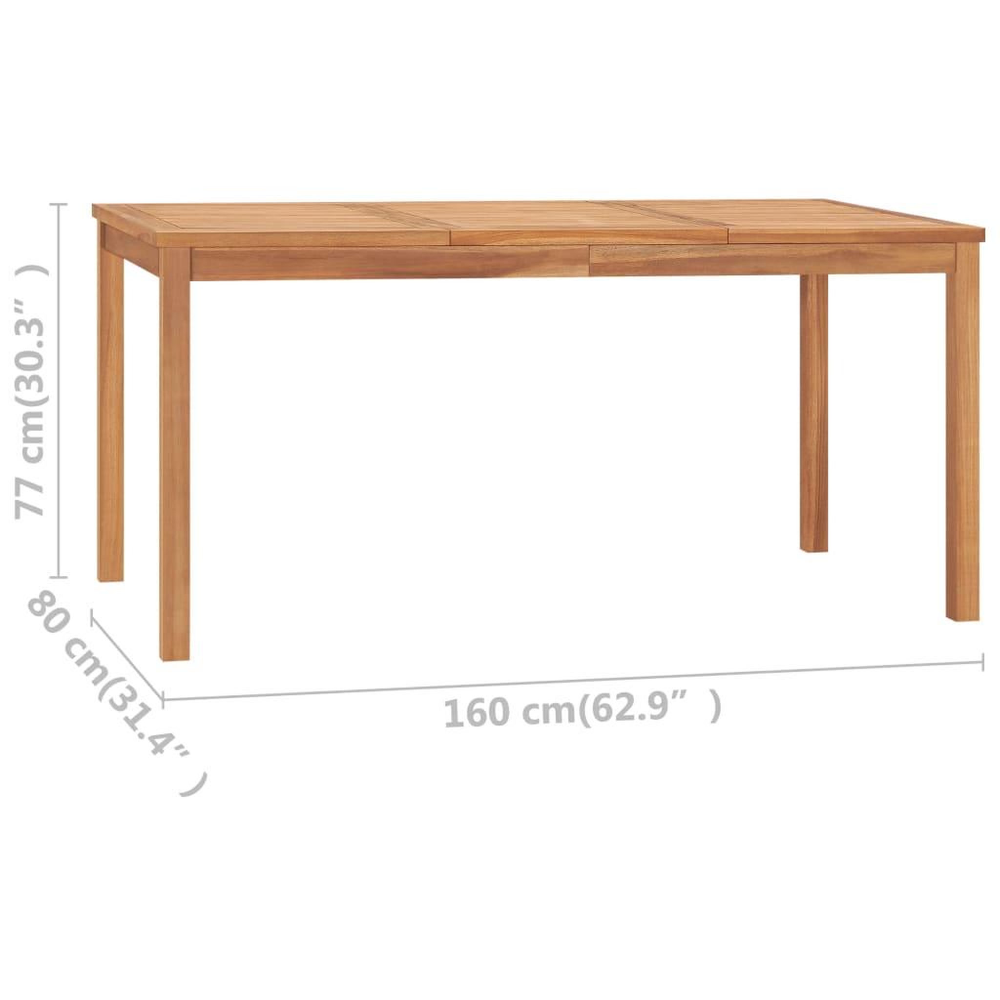Voir la diapositive 6 : VIDAXL Table a dîner de jardin 160x80x77 cm Bois de teck solide